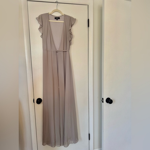 Lulu's Crescendo Light Grey Wrap Maxi Dress - Picture 3 of 3